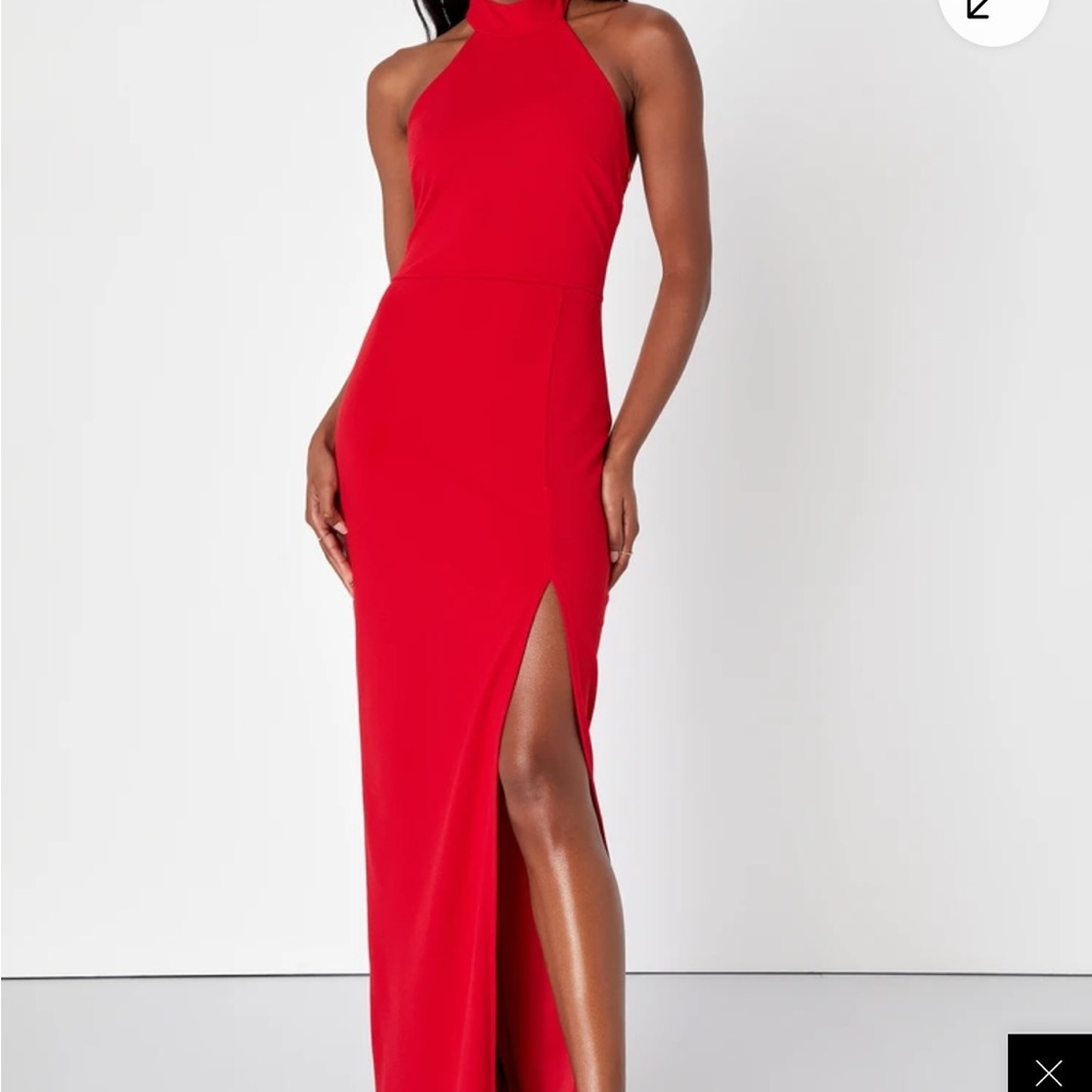 Lulu Red Halter Maxi Dress